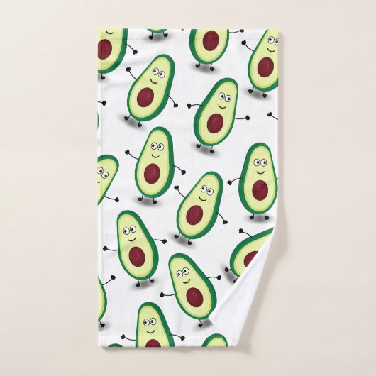 Cute Avocado Cartoon Pattern Towel Set Bad Handdoek (Handdoek)