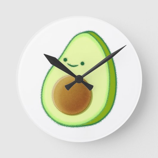 Cute Avocado Drawing Ronde Klok (Voorkant)