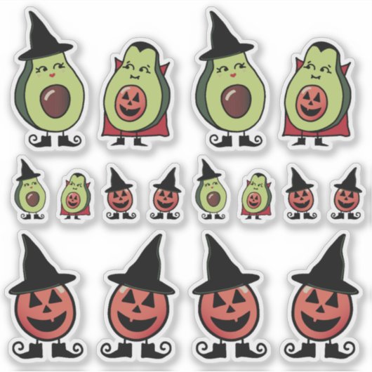Cute avocado Halloween costume stickers (Devant)