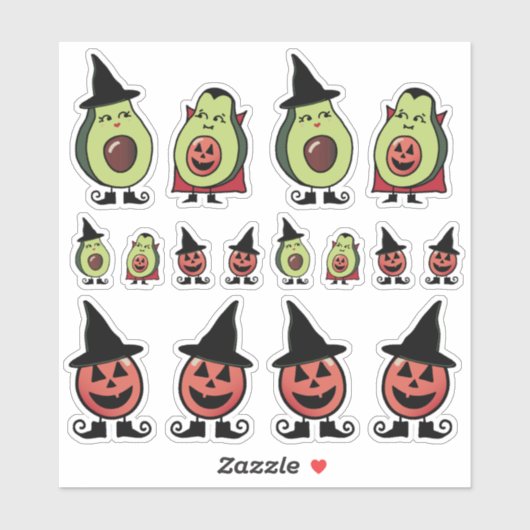 Cute avocado Halloween costume stickers (Feuille)