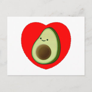 Cute Avocado in Red Heart Briefkaart