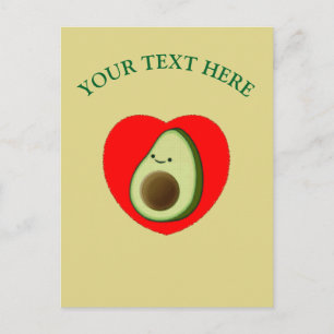 Cute Avocado in Red Heart Briefkaart