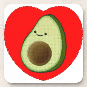 Cute Avocado in Red Heart Drankjes Onderzetter