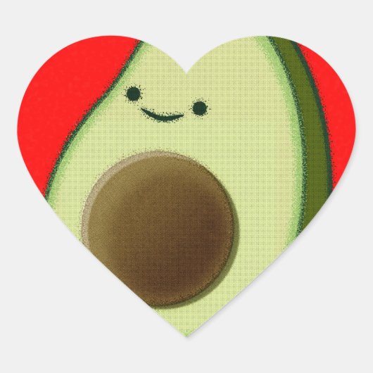 Cute Avocado in Red Heart Hart Sticker (Voorkant)