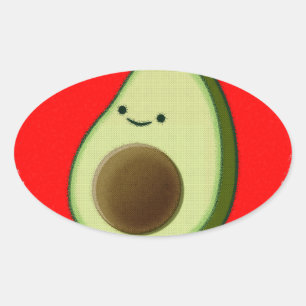 Cute Avocado in Red Heart Ovale Sticker