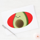 Cute Avocado in Red Heart Ovale Sticker (Envelop)