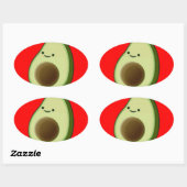 Cute Avocado in Red Heart Ovale Sticker (Vel)