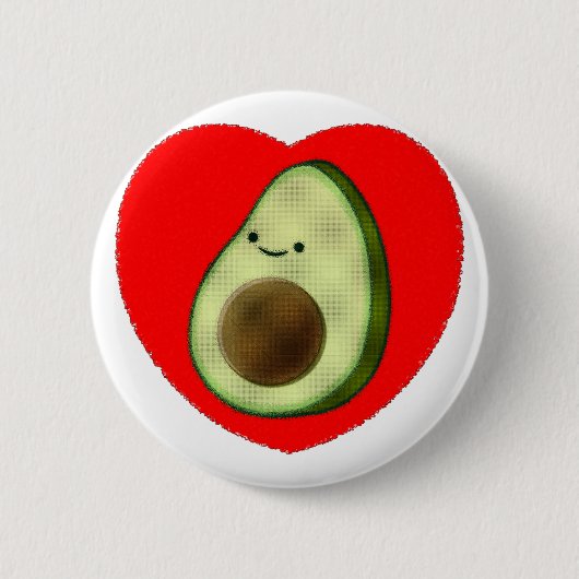 Cute Avocado in Red Heart Ronde Button 5,7 Cm (Voorkant)