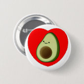 Cute Avocado in Red Heart Ronde Button 5,7 Cm (Voorkant /achterkant)