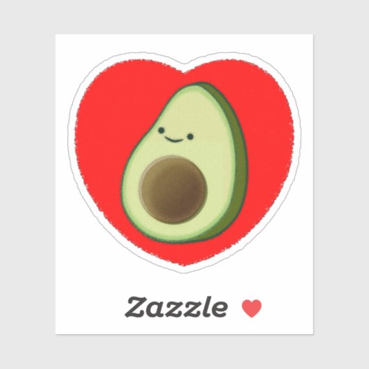 Cute Avocado in Red Heart Sticker (Vel)