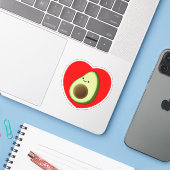 Cute Avocado in Red Heart Sticker (Laptop met iPhone)
