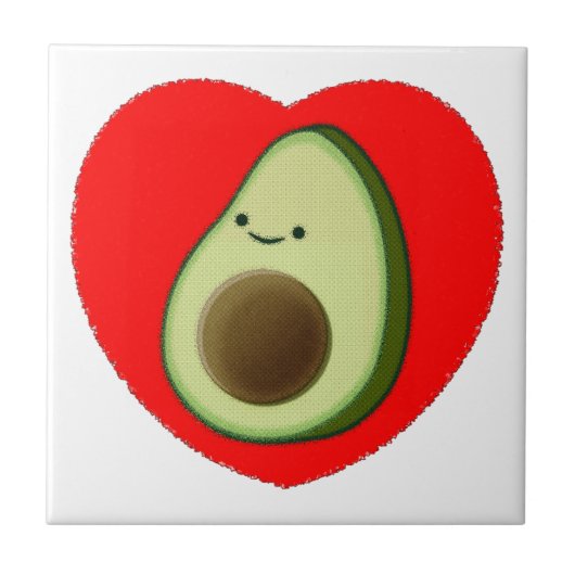 Cute Avocado in Red Heart Tegeltje (Voorkant)