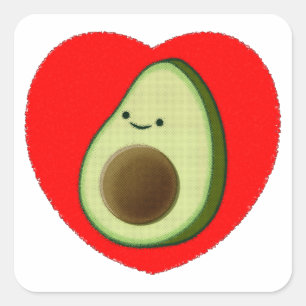 Cute Avocado in Red Heart Vierkante Sticker