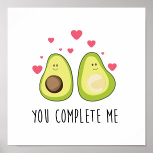 Cute avocado love koppel poster