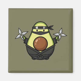 Cute Avocado Ninja Shuriken Warrior Illustration Magneet