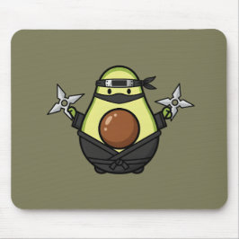 Cute Avocado Ninja Shuriken Warrior Illustration Muismat