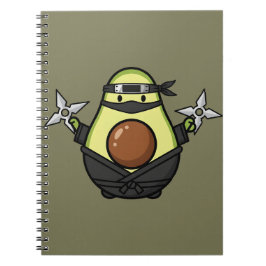 Cute Avocado Ninja Shuriken Warrior Illustration Notitieboek