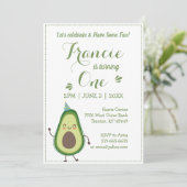 Cute Avocado Personaliseer 1e verjaardag Witte BG Kaart (Staand voorkant)