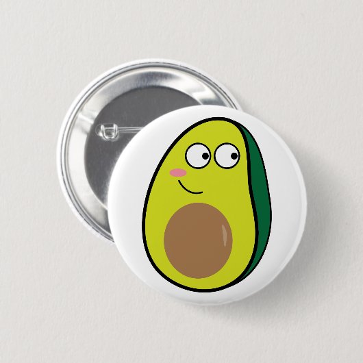 Cute Avocado Pinback Button - Fun Kawaii Fruit Pin (Voorkant /achterkant)