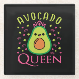 Cute Avocado Queen with Heart Keto Girl Cooking  Glazen Onderzetter