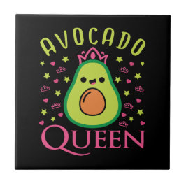 Cute Avocado Queen with Heart Keto Girl Cooking  Tegeltje