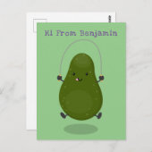 Cute avocado spring cartoon illustratie briefkaart (Voorkant / Achterkant)