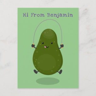 Cute avocado spring cartoon illustratie briefkaart