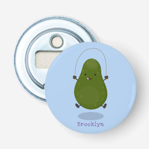 Cute avocado spring cartoon illustratie button flesopener