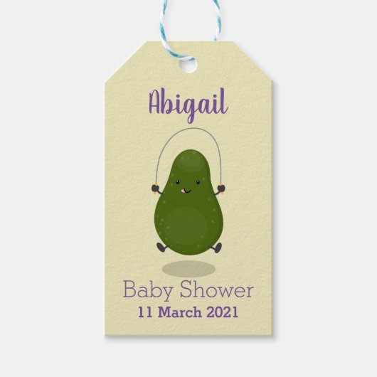 Cute avocado spring cartoon illustratie cadeaulabel (Voorkant)