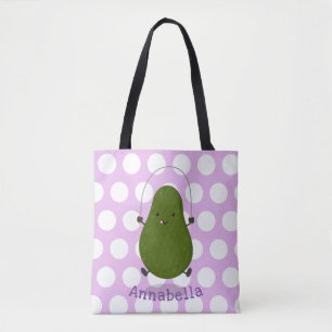 Cute avocado spring cartoon illustratie draagtas