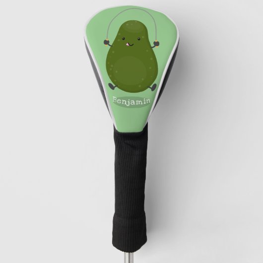 Cute avocado spring cartoon illustratie golfheadcover (Voorkant)