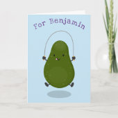 Cute avocado spring cartoon illustratie kaart (Voorkant)