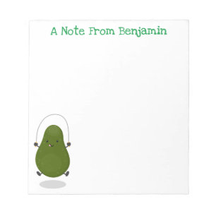 Cute avocado spring cartoon illustratie notitieblok