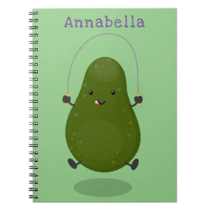 Cute avocado spring cartoon illustratie notitieboek