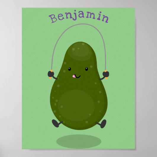Cute avocado spring cartoon illustratie poster (Voorkant)