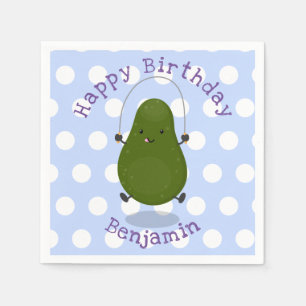 Cute avocado spring cartoon illustratie servet