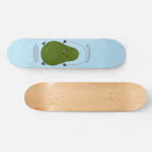 Cute avocado spring cartoon illustratie skateboard (Horizontaal)