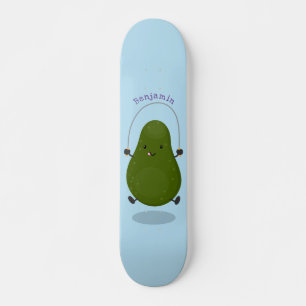 Cute avocado spring cartoon illustratie skateboard