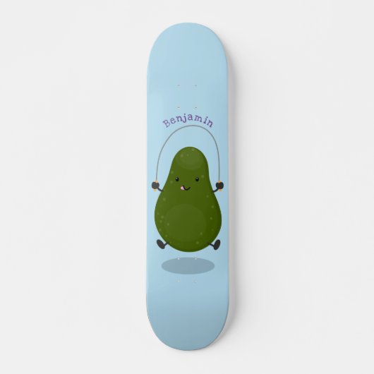 Cute avocado spring cartoon illustratie skateboard (Voorkant)
