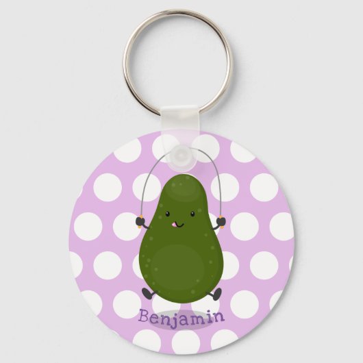 Cute avocado spring cartoon illustratie sleutelhanger (Voorkant)