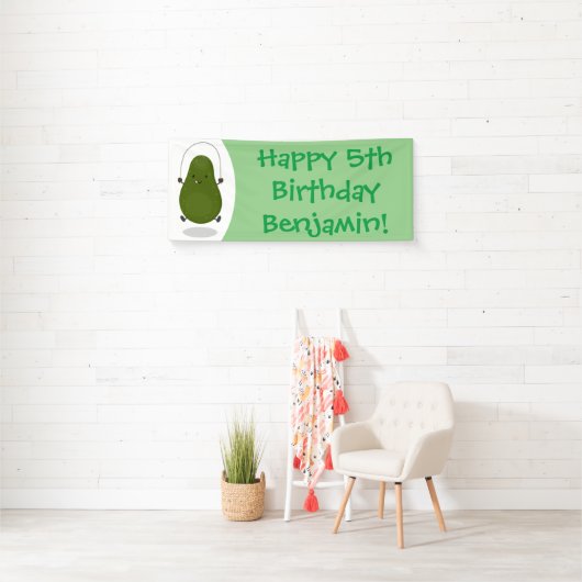 Cute avocado spring cartoon illustratie spandoek (Insitu)