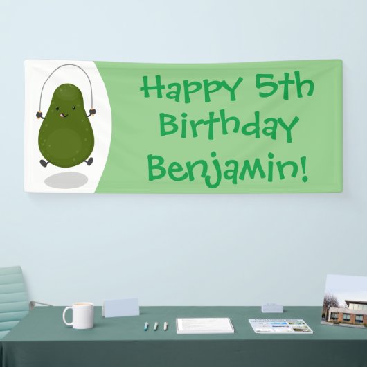 Cute avocado spring cartoon illustratie spandoek (Beurs)