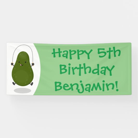 Cute avocado spring cartoon illustratie spandoek (Horizontaal)