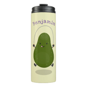 Cute avocado spring cartoon illustratie thermosbeker