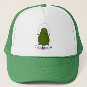 Cute avocado spring cartoon illustratie trucker pet
