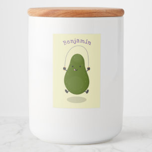 Cute avocado spring cartoon illustratie voedselcontainer etiket