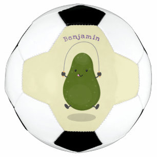 Cute avocado springtouw cartoon illustratie voetbal