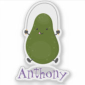 Cute avocado springtouw cartoonillustratie sticker (Voorkant)