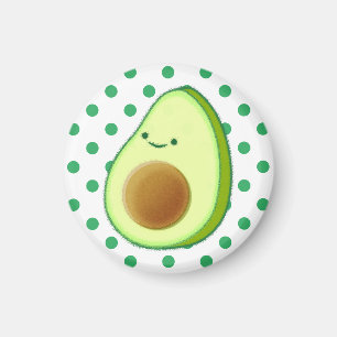 Cute Avocado Tekening Green Polka Dots Magneet