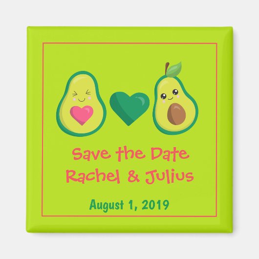 Cute Avocados Save the Date Magneet (Voorkant)
